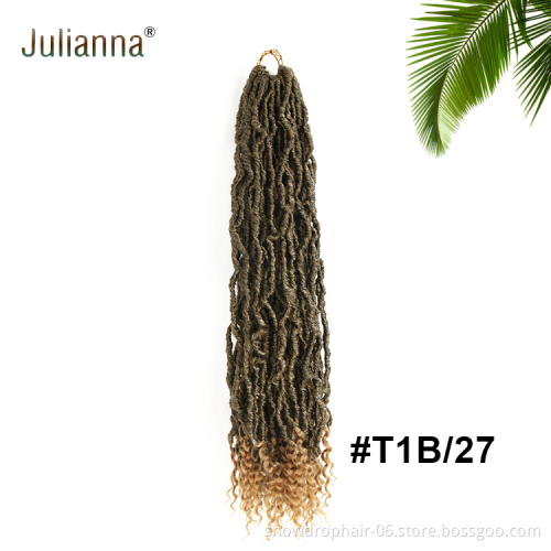 Julianna 24Inch Crochet Braids Hair Locs Curly Wavy French Tips Synthetic Curly Ends Locs
